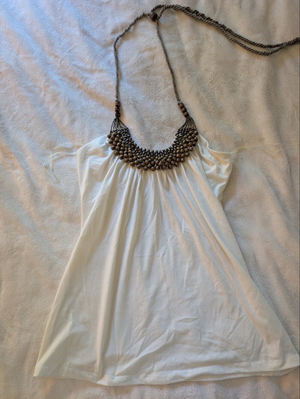 Body Central Halter Neck Top With Wooden Beads